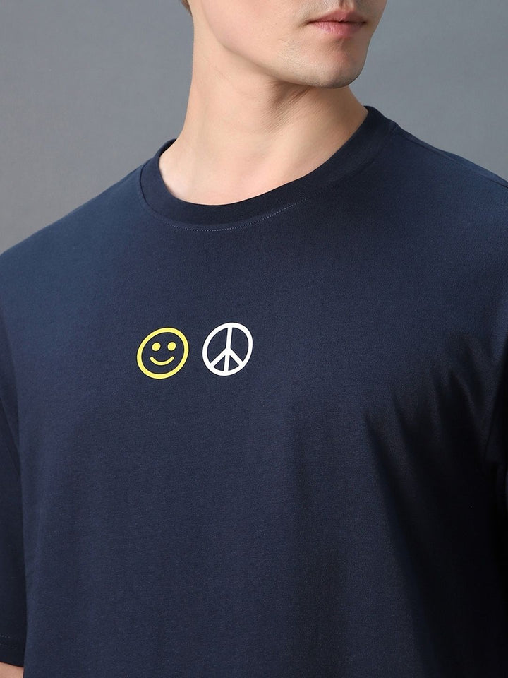 Bewakoof Pure Cotton Peace Not War Graphic Printed Oversized T-shirt