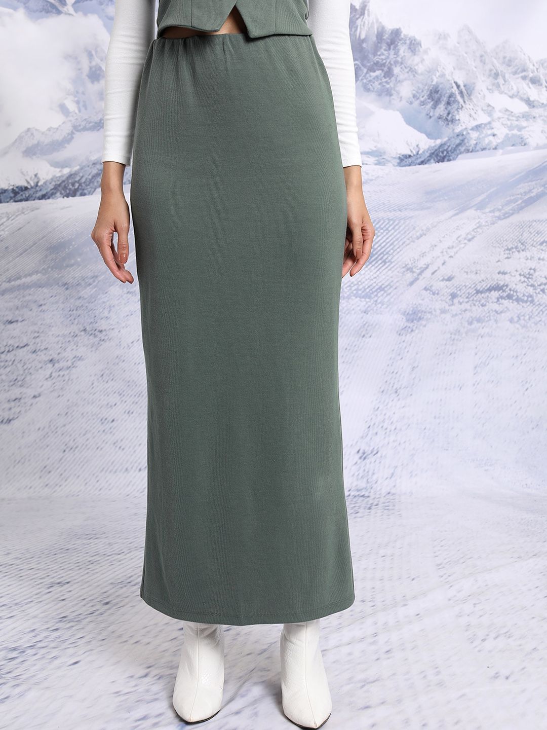 Tokyo Talkies Fitted Waistcoat With Maxi Skirt