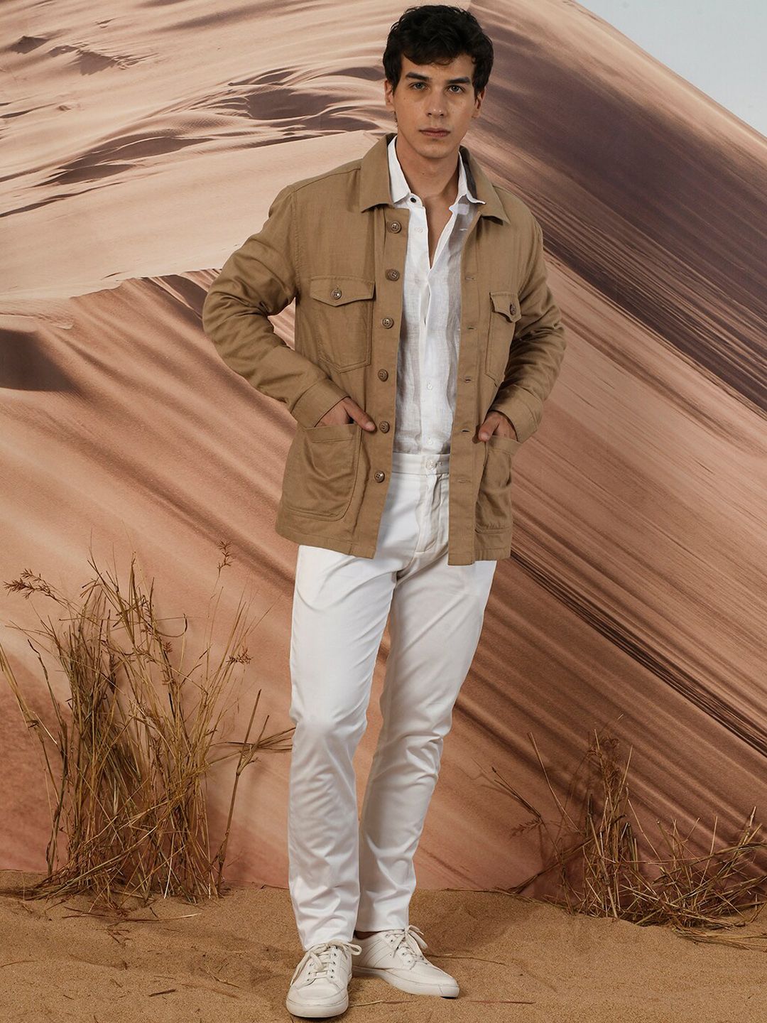 RARE RABBIT Men Gatton Tailored Fit Spread Collar Cotton Jacket