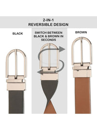 Teakwood Leathers Men Textured Leather Reversible Formal Belt