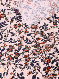 DressBerry Pink & Navy Blue Floral Printed Maxi Dress