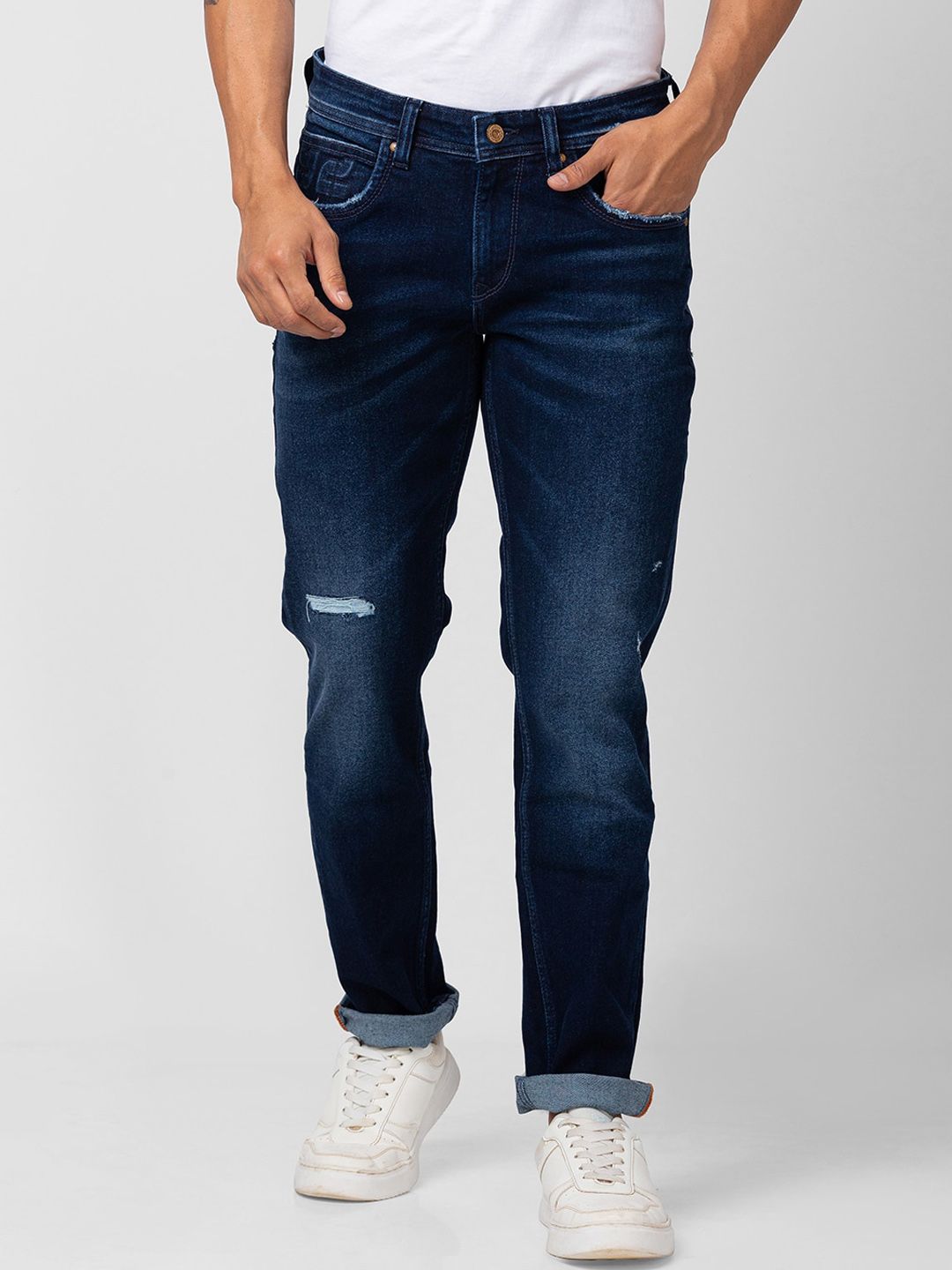 SPYKAR Men Low Distress Light Fade Cotton Jeans