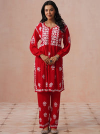 House of Chikankari Women Regular Chikankari Kurta with Trousers