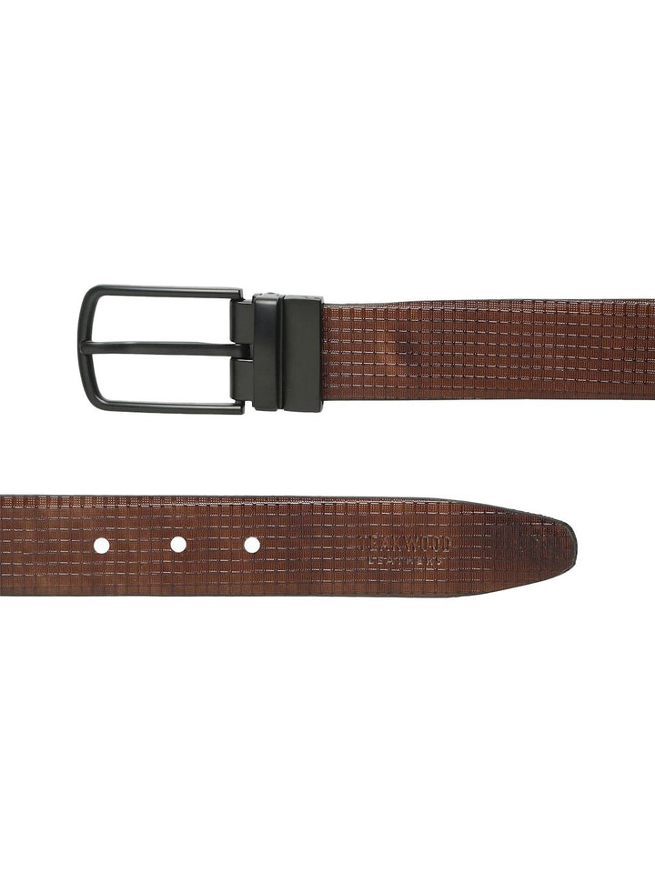 Teakwood Leathers Men Textured Leather Reversible Formal Belt