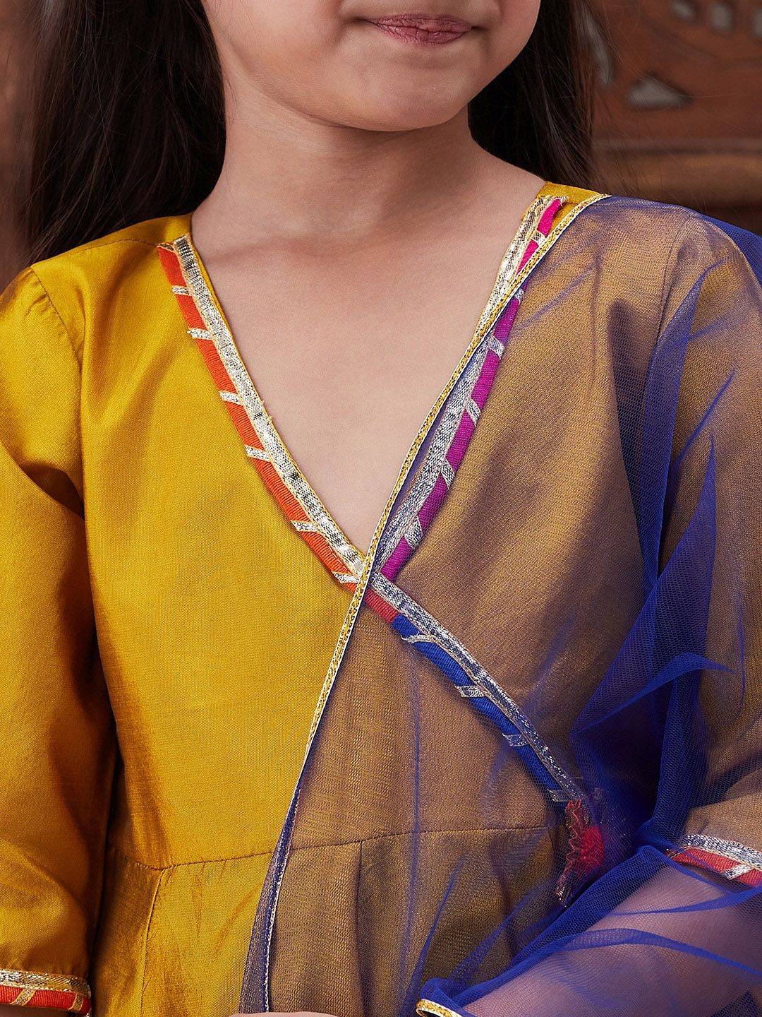 pspeaches Girls Gotta Patti Angrakha Kurta & Salwar With Dupatta