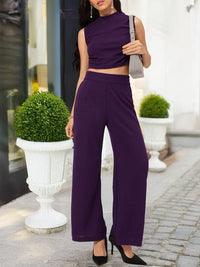 DressBerry Amethyst Charm Ruched Crop Flair Co-Ords