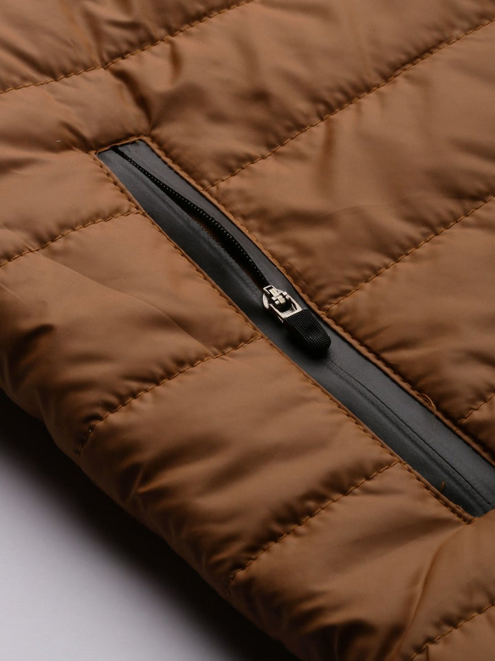 The Indian Garage Co Men Zip-Front Puffer Jacket with Zipper Pockets