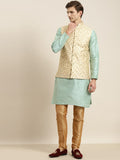 SOJANYA Kurta Biasa Kolar Mandarin Berjalur Dengan Jaket Churidar & Nehru