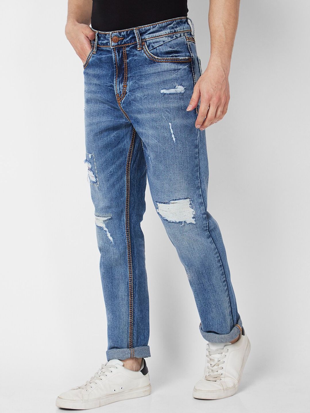 SPYKAR Men Mildly Distressed Heavy Fade Stretchable Jeans