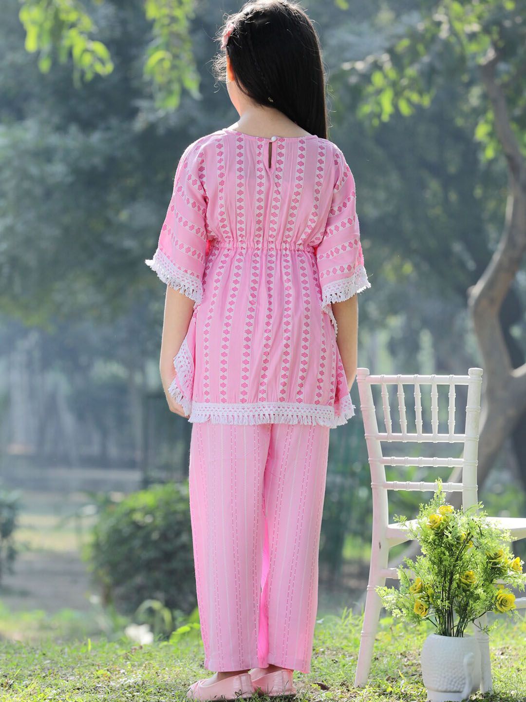 Cutiekins Girls Striped Kaftan Kurta with Palazzos