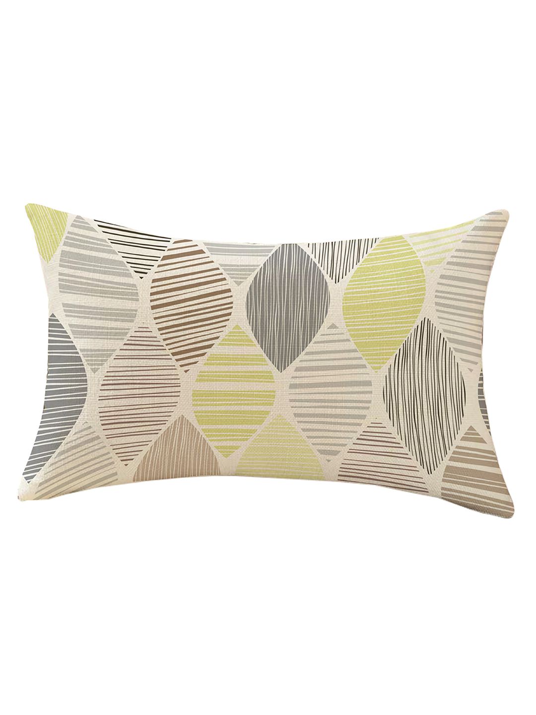STITCHNEST Yellow & Grey Set of 2 Geometric Rectangle Cushion Covers