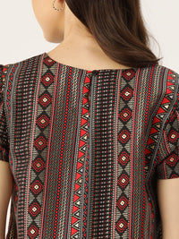 DressBerry Geometric Print Puff Sleeves Top