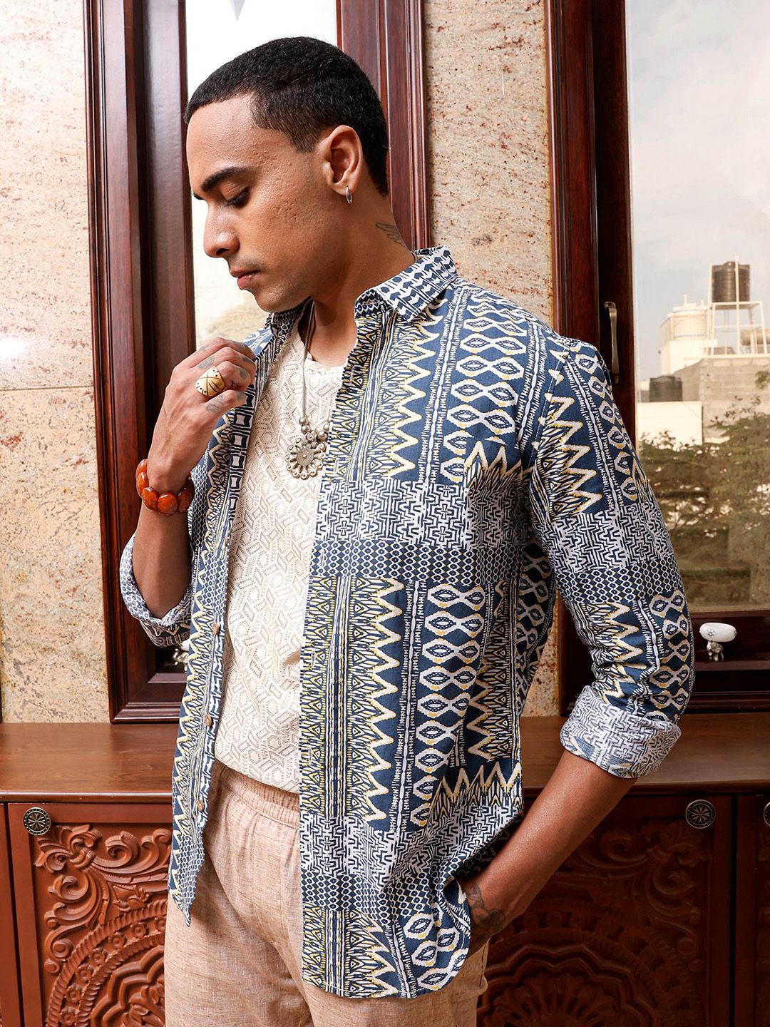 The Indian Garage Co Men Slim Fit Indie Printed Resortwear Shirt