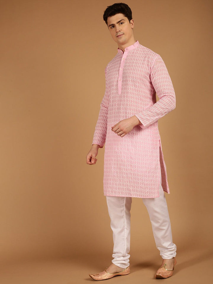 SOJANYA Kolar Mandarin Sulam Bunga Kurta Pure Cotton