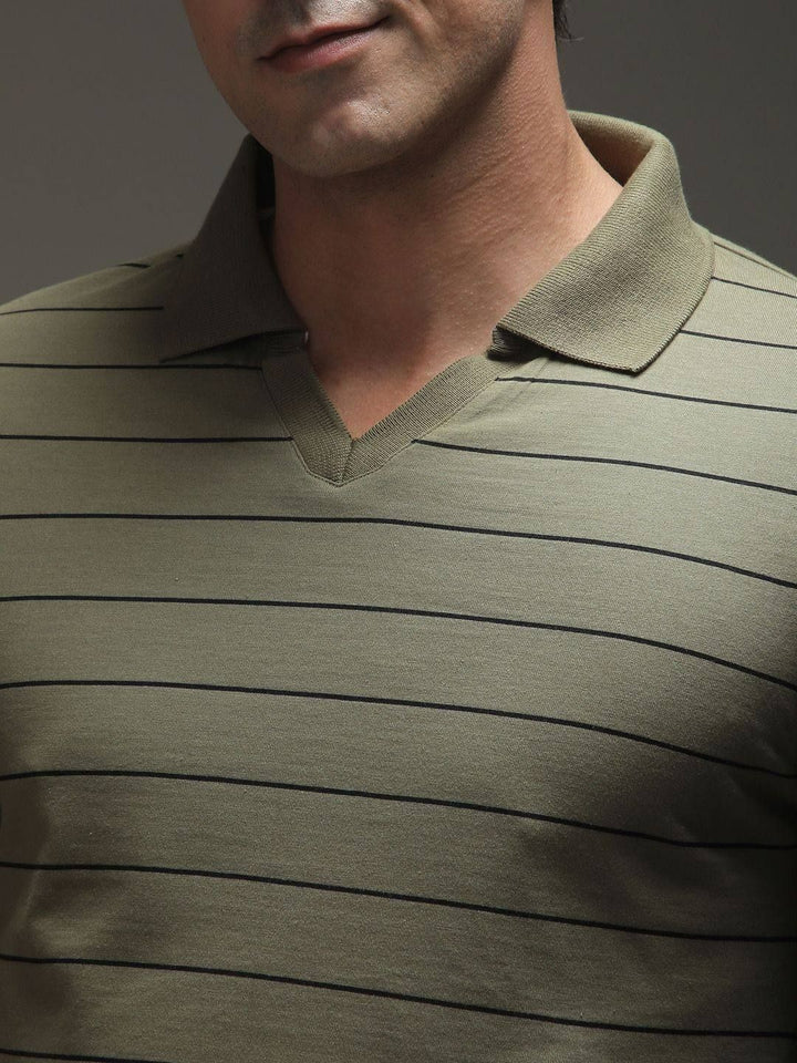 DILLINGER Men Regular Long Sleeve Polo Striped Tshirt