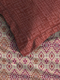 MYTRIDENT Aria Red Urban Comfort Flat 144TC Queen Cotton 1 Bedsheet with 2 Pillow Covers
