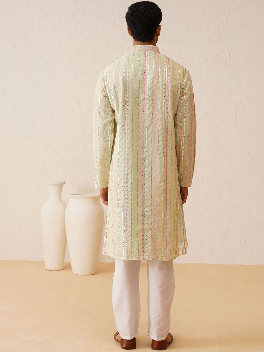 SOJANYA LUXE Embroidered Regular Sequinned Kurta with Pyjamas