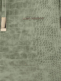 Lino Perros Green Textured PU Structured Laptop Bag