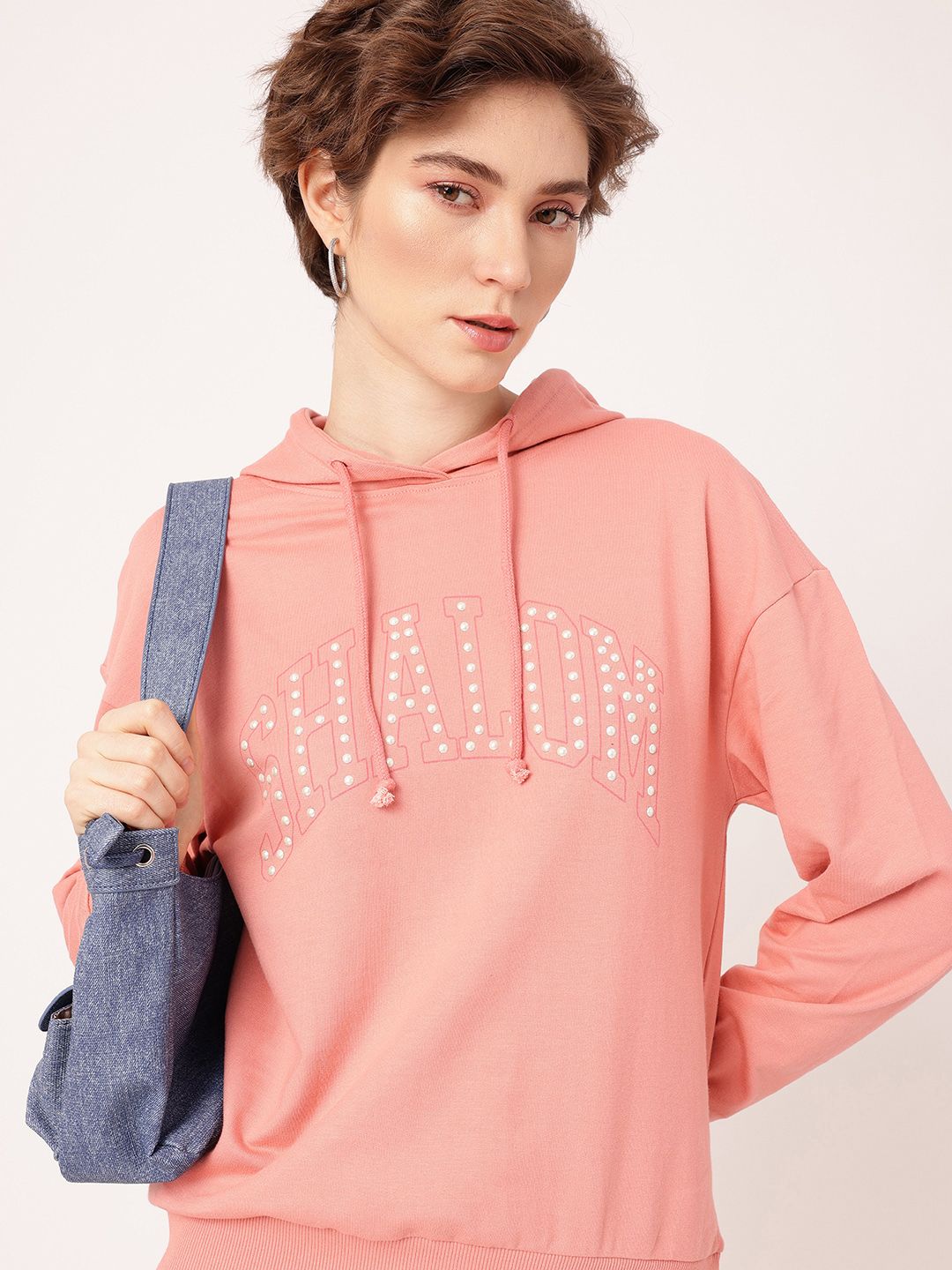 DressBerry Cotton Terry Relaxed Fit Hooded Sweatshirt