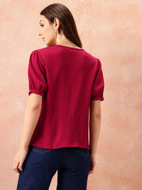 all about you Textured Puff Sleeves Top