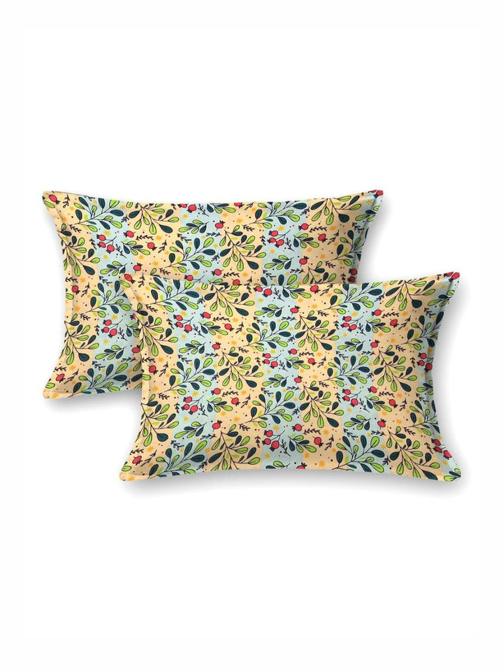 BOMBAY DYEING Dream Lover Green Floral 104 TC Cotton Queen Bedsheet Set-2.24 m X 2.54 m