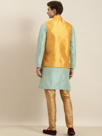 SOJANYA Kurta Belang Hijau Laut Lelaki dengan Jaket Churidar & Nehru
