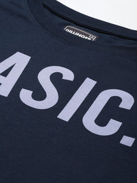 DILLINGER Men Navy Blue Typography Printed Oversized T-shirt