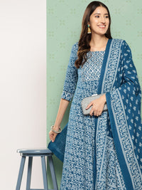 KALINI Women Ethnic Motifs Printed Empire Gotta Patti Kurta with Trousers & With Dupatta