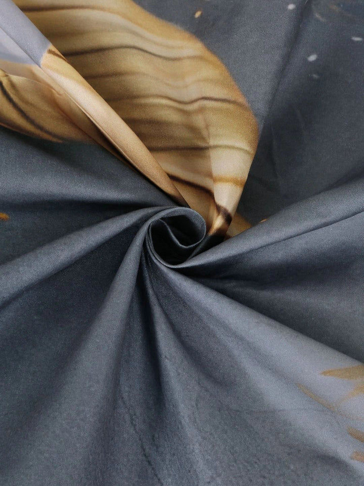 Moda Rapido X KLOTTHE Grey & White Floral 400 TC Single Bedsheet with 1 Pillow Covers