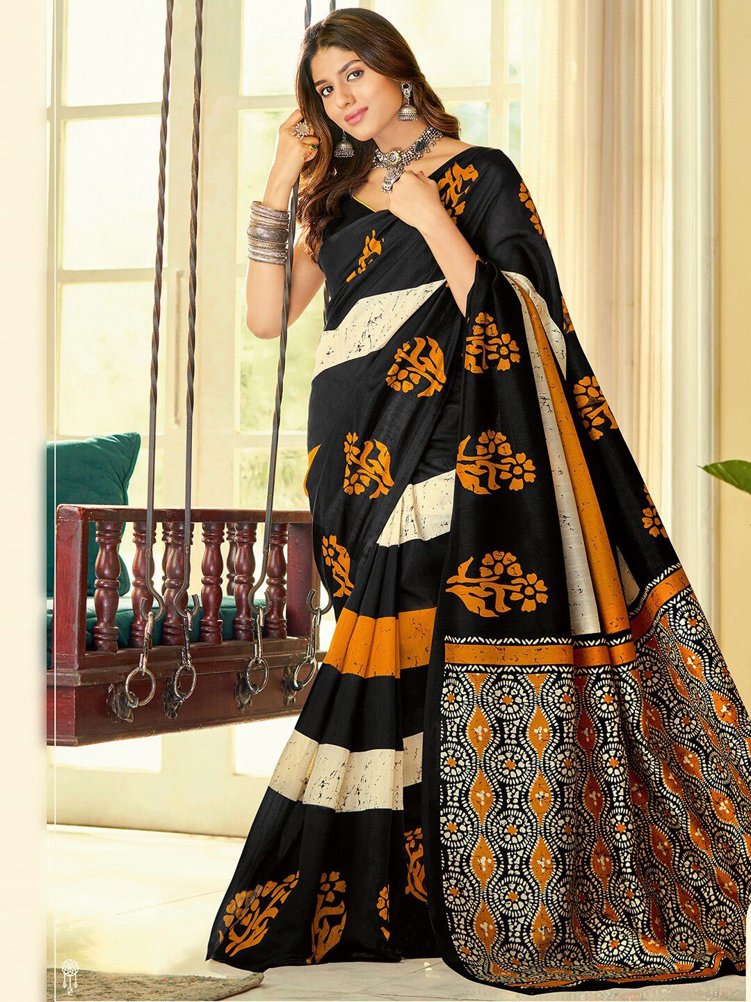 Saree mall Bagh Printed Dabu Sarees