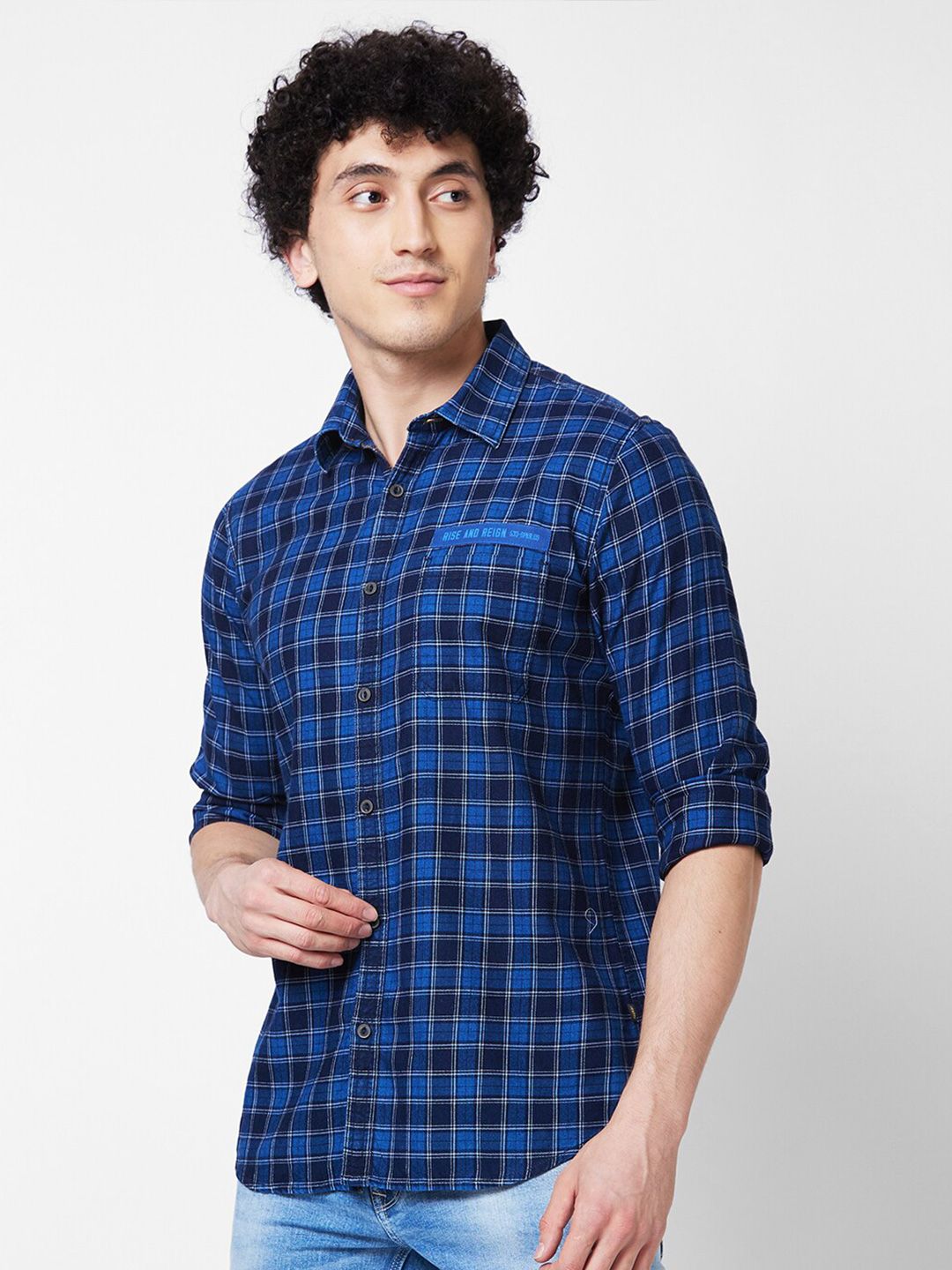SPYKAR Men Tartan Checked Opaque Cotton Casual Shirt