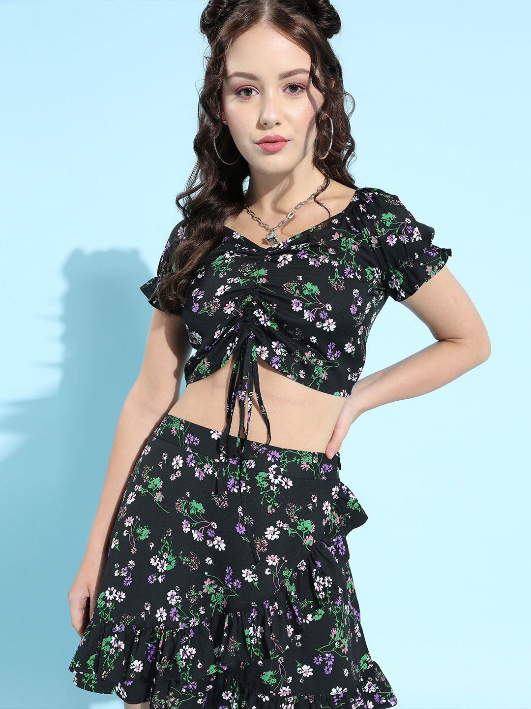 Berrylush Women Stylish Black Floral Dress