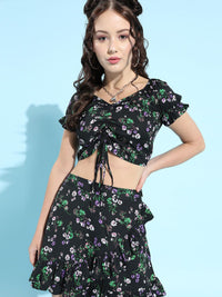 Berrylush Women Stylish Black Floral Dress