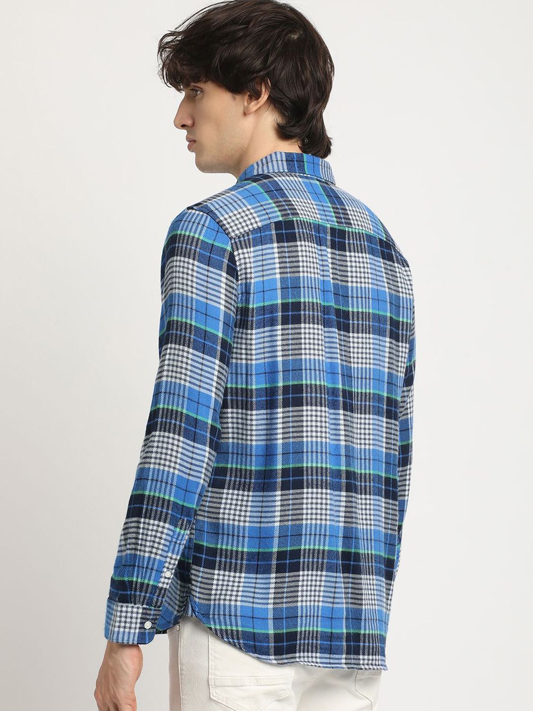 THE BEAR HOUSE Men's Pure Cotton Checked Slim Fit Casual Shit
