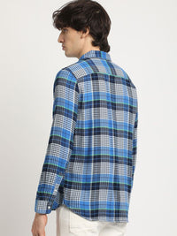 THE BEAR HOUSE Men's Pure Cotton Checked Slim Fit Casual Shit