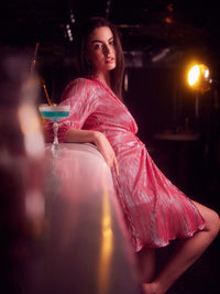 Athena Tie Up Neck Knotting Pleating Dress
