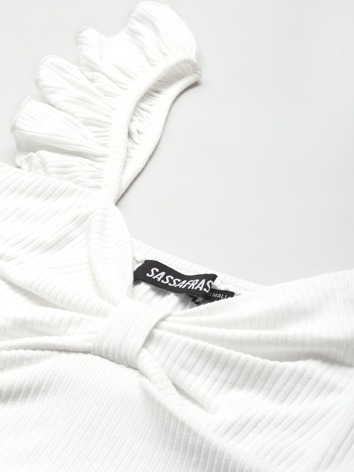 SASSAFRAS White Sweetheart Neck Crop Top