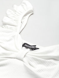 SASSAFRAS White Sweetheart Neck Crop Top