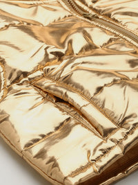 SASSAFRAS Women Gold-Toned Crop Padded Jacket