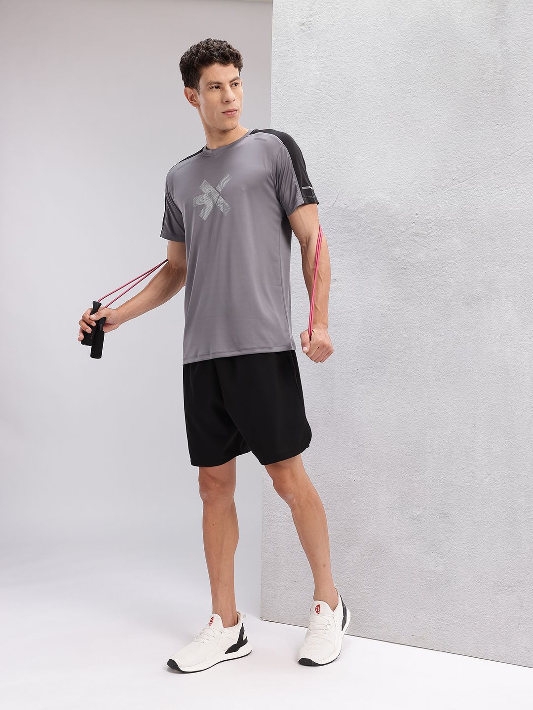 HRX by Hrithik Roshan Brand Logo Printed Rapid-Dry Training T-shirt with Panelling Detail