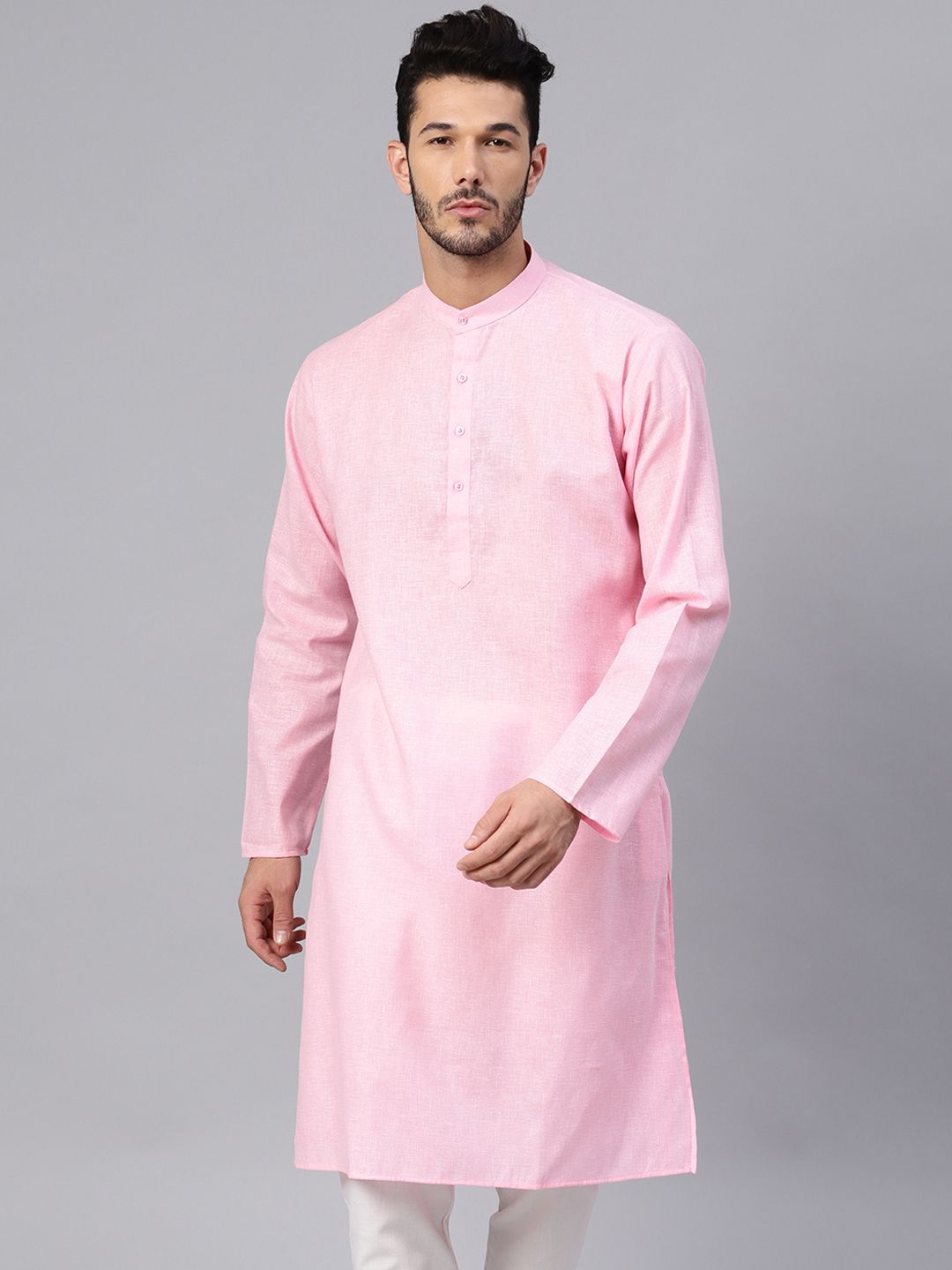 SOJANYA Men Pink Solid Kurta Straight