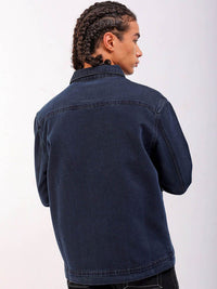 The Indian Garage Co Washed Checked Crop Denim Jacket with Patchwork