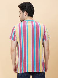 Being Human Striped Cotton Slim Fit Casual T-shirt