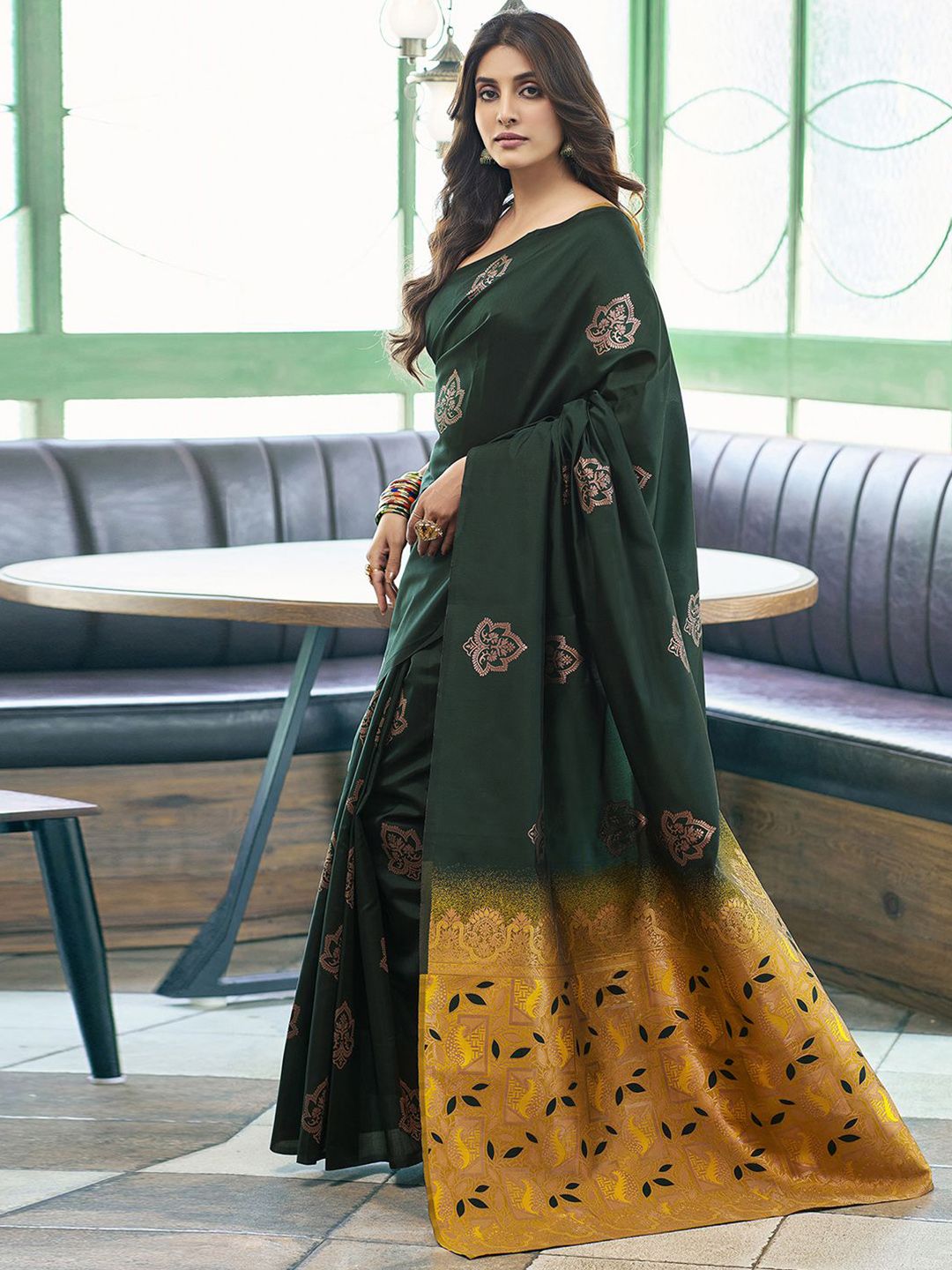 KALINI Ethnic Motifs Zari Silk Blend Saree