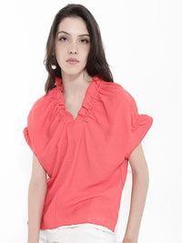 Rareism Pepejal V-Neck Lanjutan Lengan Atas