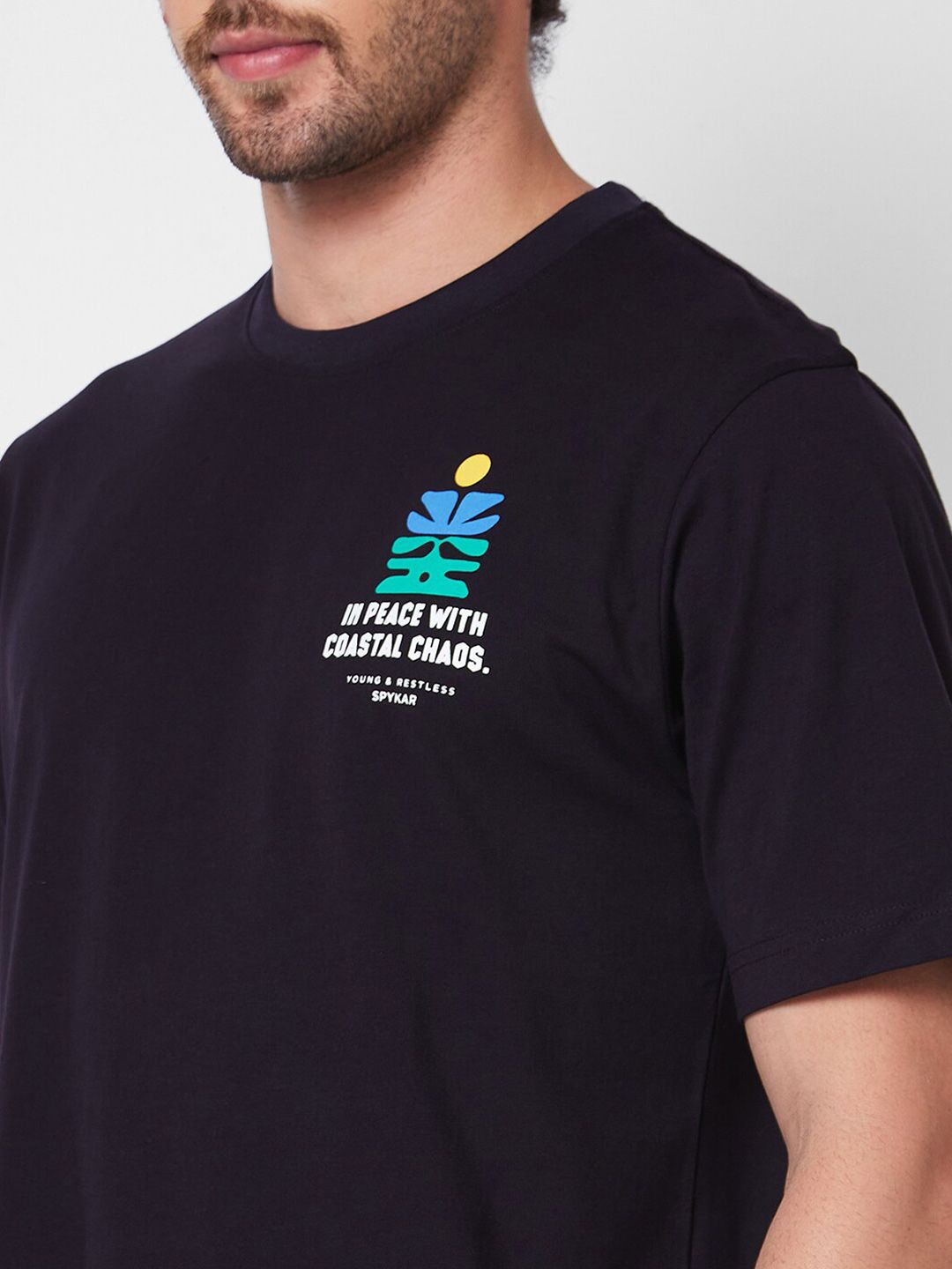 SPYKAR Typography Printed Round Neck Cotton Tshirt