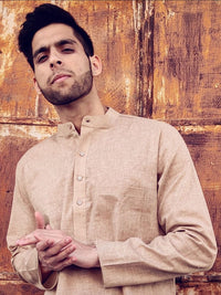 SOJANYA Men Beige Solid Straight Kurta