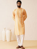 SOJANYA Geometric Printed Mandarin Collar Cotton Silk Straight Kurta