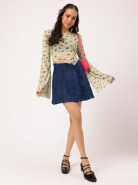 DressBerry Flare Daydream Printed Net Top