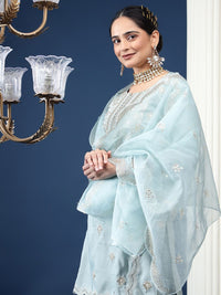 Bani Women Ethnic Motifs Embroidered High Slit Sequinned Kurta With Palazzos & Dupatta
